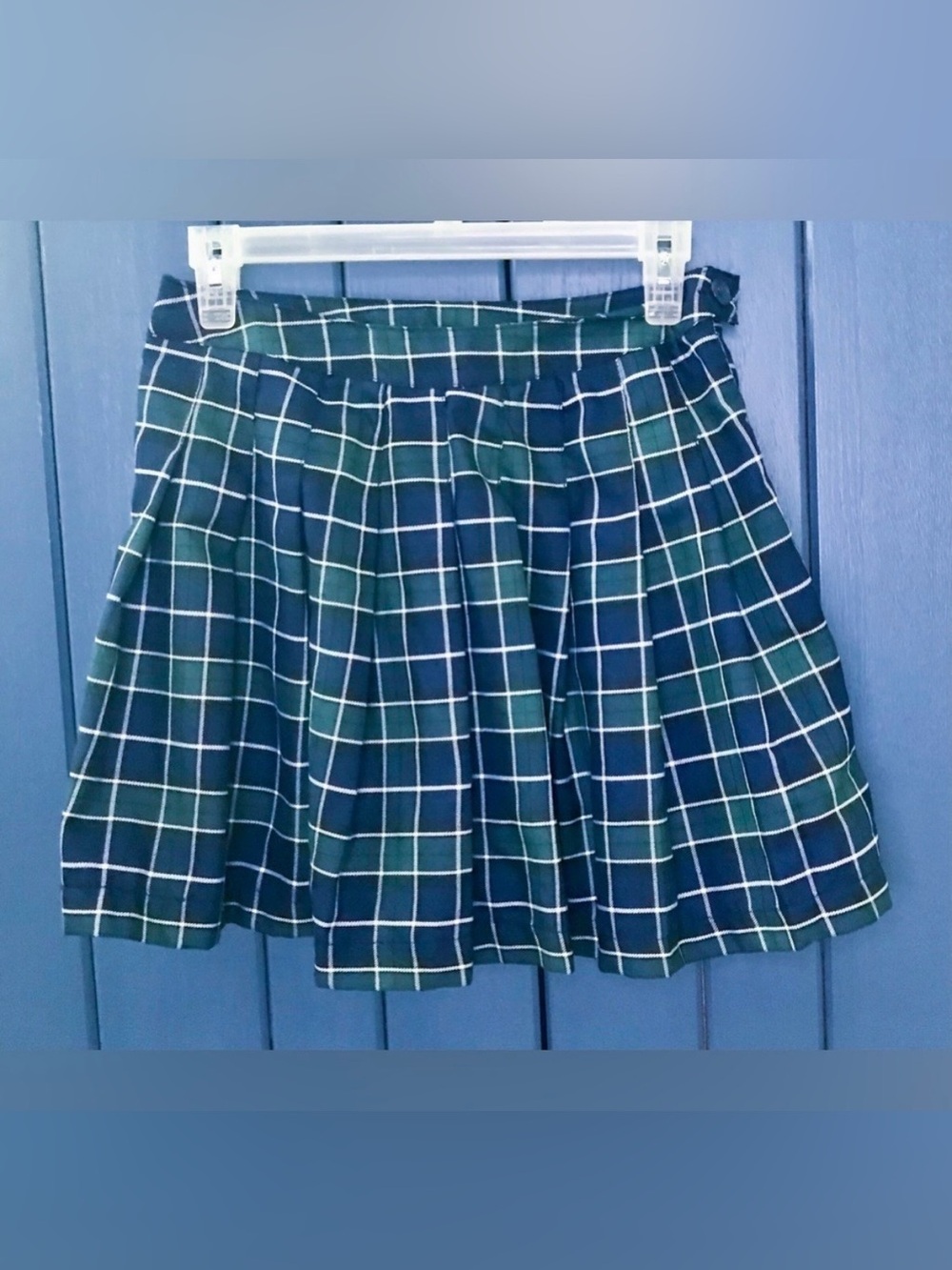 Green Blue Plaid Mini Skirt Fits Juniors Small Medium Pleated Dark Academia Twee